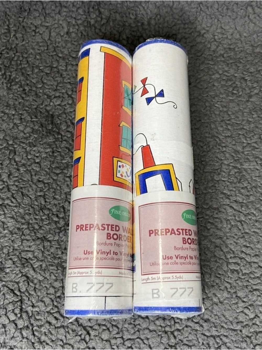 Prepasted Wall Border in Red, Yellow & Blue